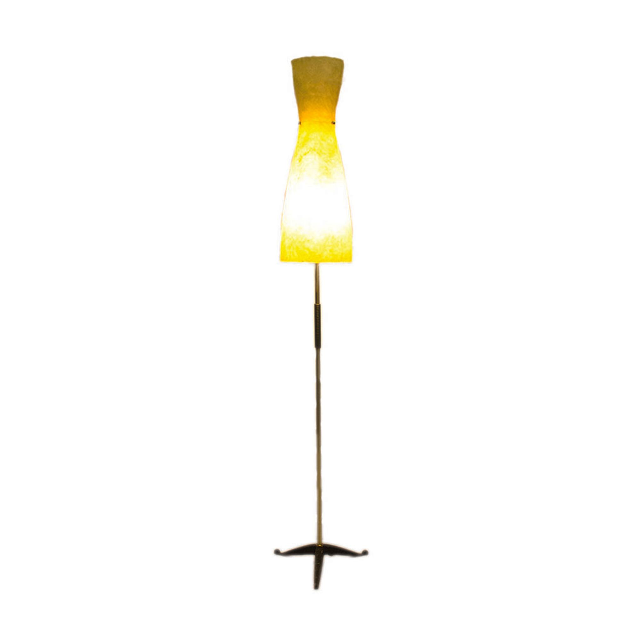 Mid-Century brass floor lamp with fiberglass shade, 1950 s, Germany