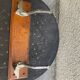Wall coat rack two old metal hooks on vintage varnished wood