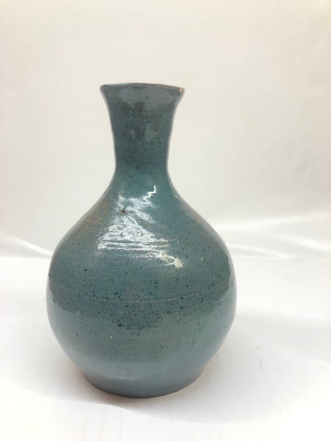 Light blue speckled ceramic vase