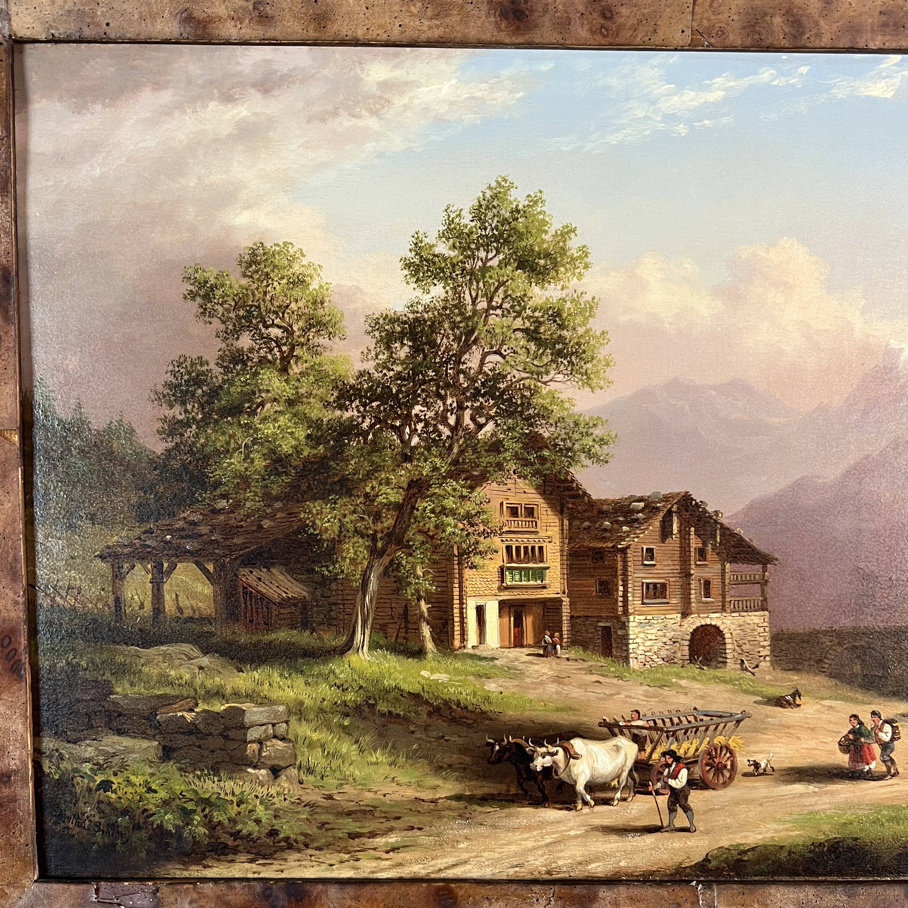 Oil on panel, Xanthus Smith United States, 1839-1929 Swiss Alpine Landscape