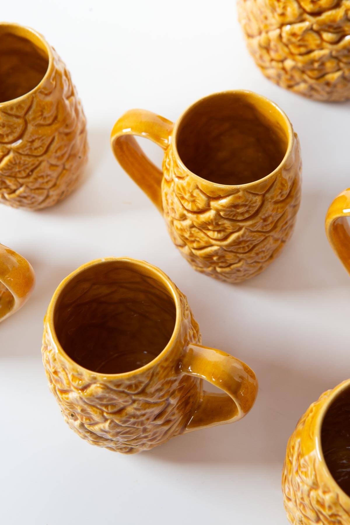 Orangeade service for 6 in Portuguese earthenware Kerangol "Pineapple"