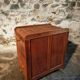 Vintage French oak office rolling cabinet with tambour door, 1950s.