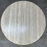 Round travertine coffee table