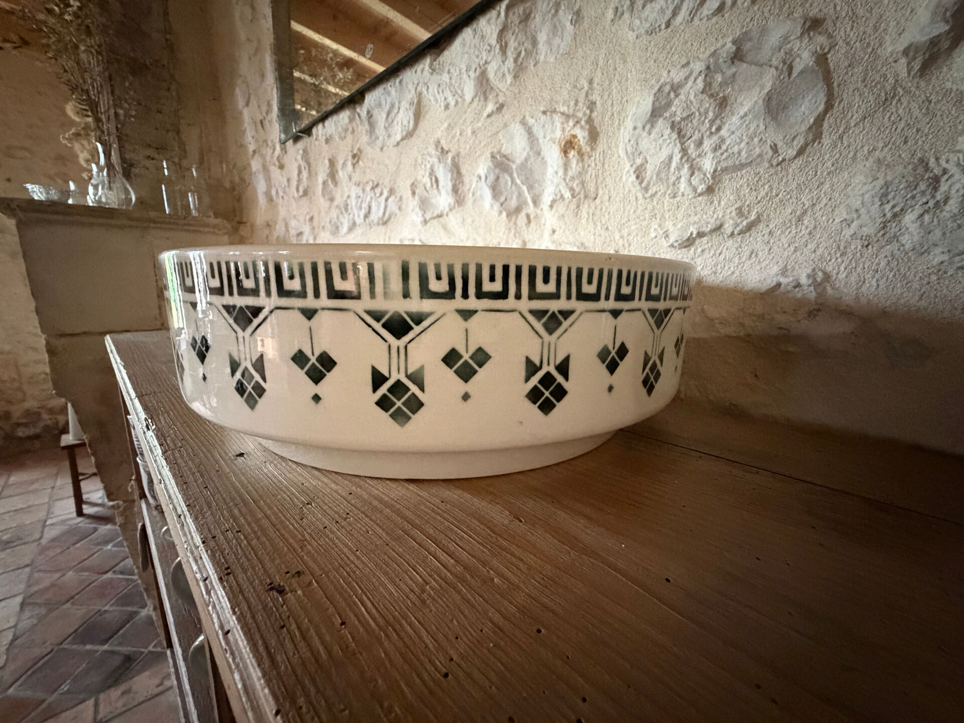 Large earthenware salad bowl