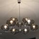 Very rare - Sciolari 9-light chrome and smoked glass chandelier - 1970s - Vintage