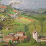 HST painting spring landscape signed vintage 70