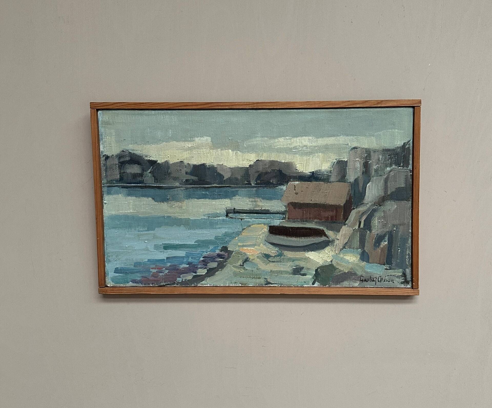 Original Swedish Oil On Canvas – “Seascape” By Gustaf Olsson – Signed – Vintage & Framed – 50 × 30 Cm (19.7" × 11.8")