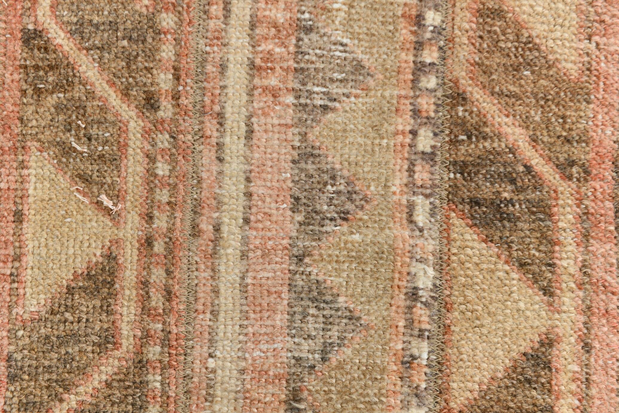 Turkish Pale Red & Cream Vintage Runner Rug, 71x378Cm