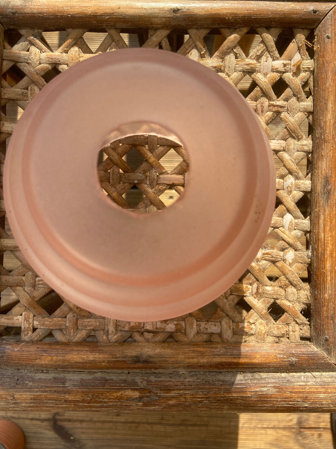 Pastel pink walkade in grained glass