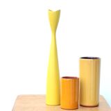 Bougeoir scandinave jaune en bois vintage