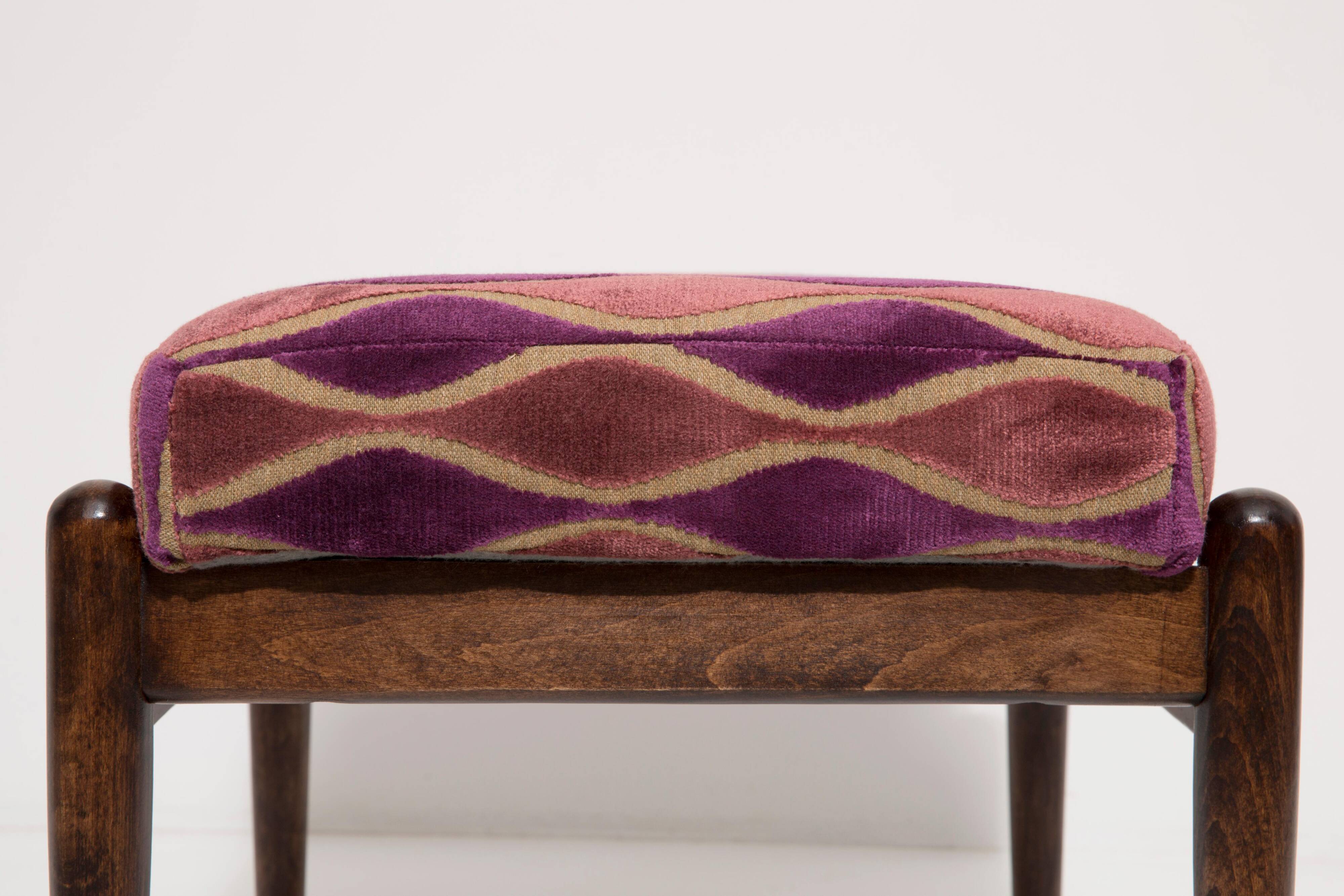Vintage velvet footstool pair with rose pattern, Edmund Homa, 1960s