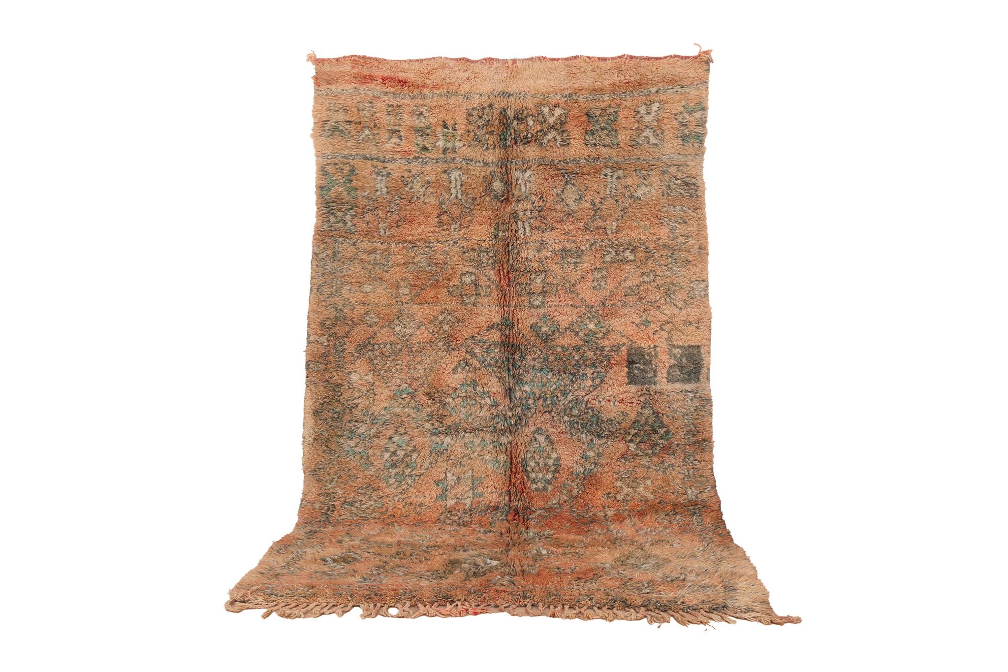Peach Vintage Moroccan Rug 182 x 294 cm, Berber Wool Rug Handmade, Boho Rug