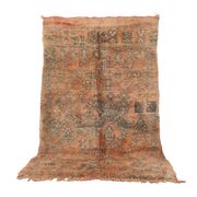 Peach Vintage Moroccan Rug 182 x 294 cm, Berber Wool Rug Handmade, Boho Rug