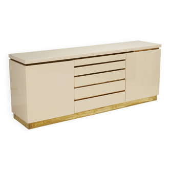 BUFFET EN BOIS LAQUÉ ET LAITON, JEAN CLAUDE MAHEY, 1970s