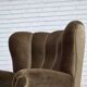 1960s, Danish relax armchair, dark green furniture velour, ash wood.