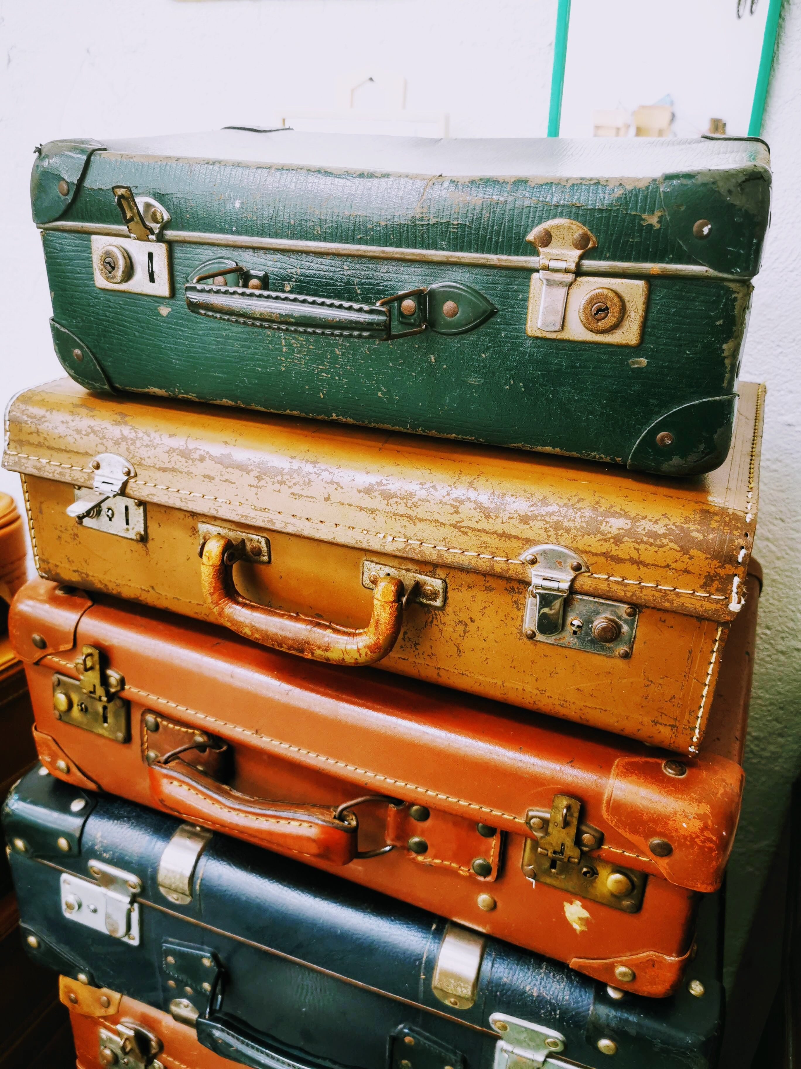 Green retro suitcase