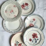 Old flat plates mismatched in earthenware