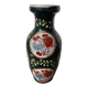 Asian vase in black ceramic with floral decoration
