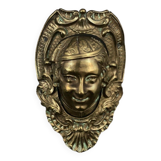 Ornementation de billard en bronze doré visage décor Louis XIV