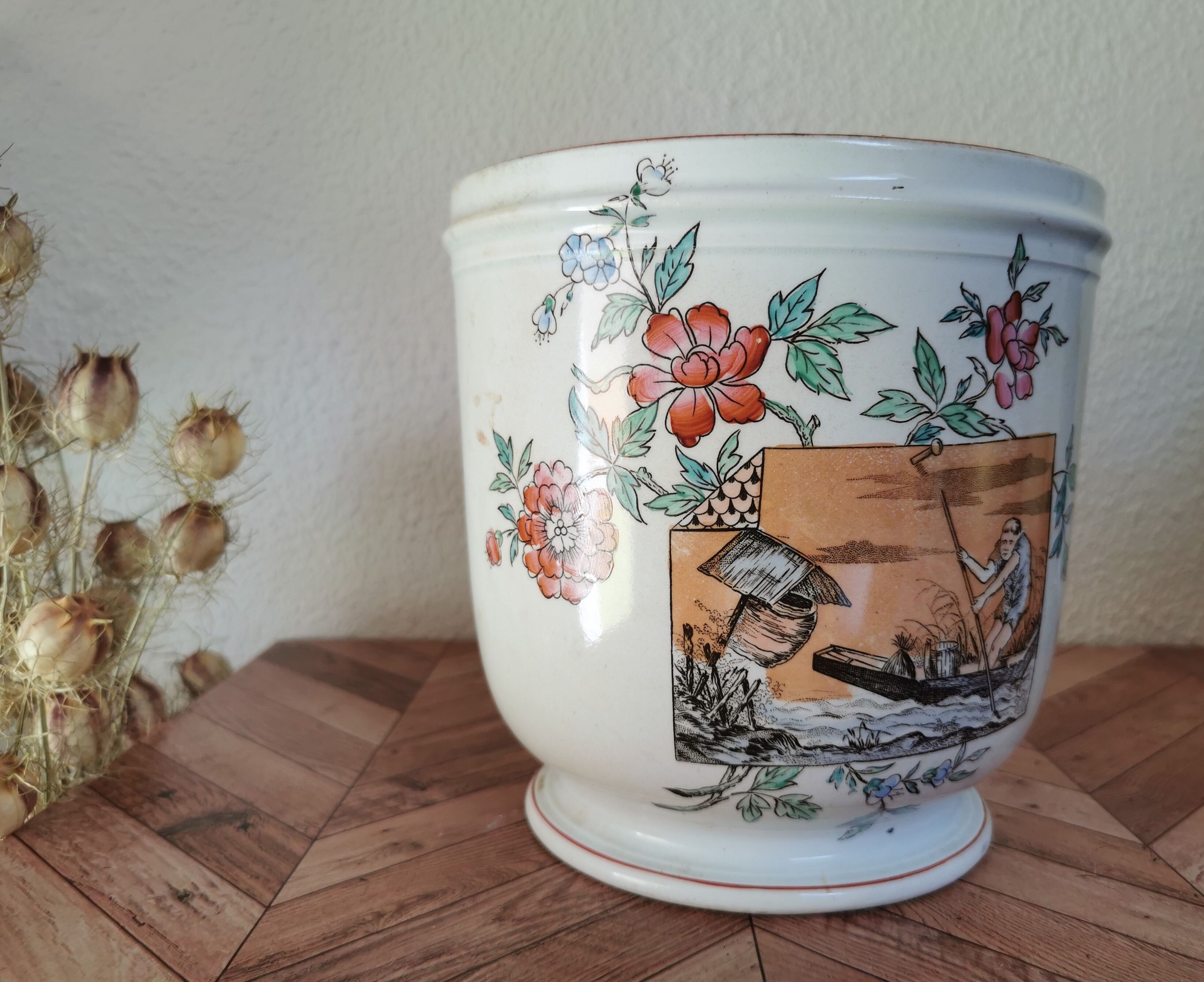 Cache pot earthenware Luneville Japan