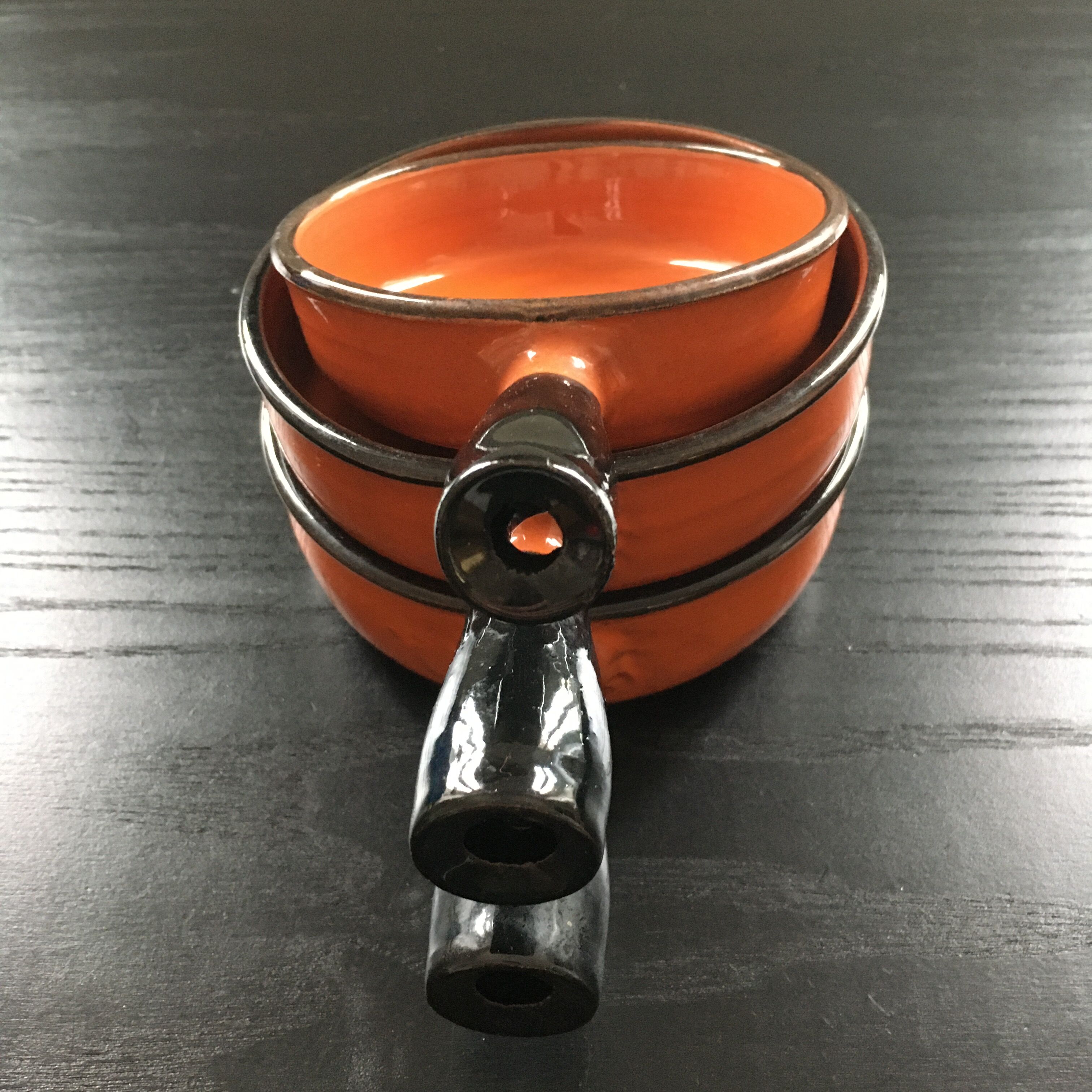 Lot 3 poêlons orange et noir