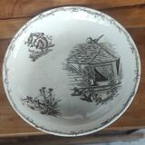 Ancien compotier coupe à fruits terre de fer hb & cie/sépia