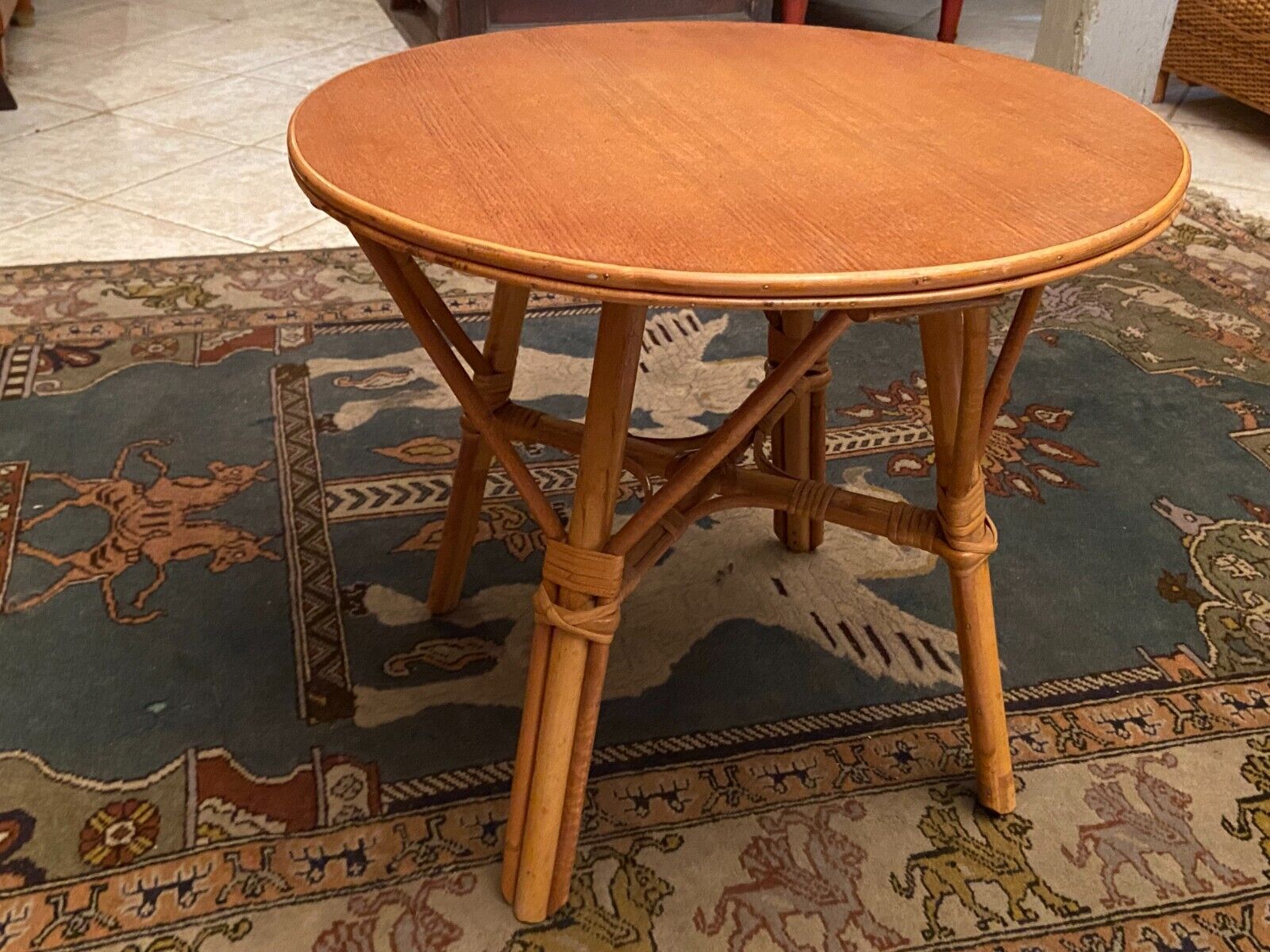 Circular rattan coffee table 1970-1980