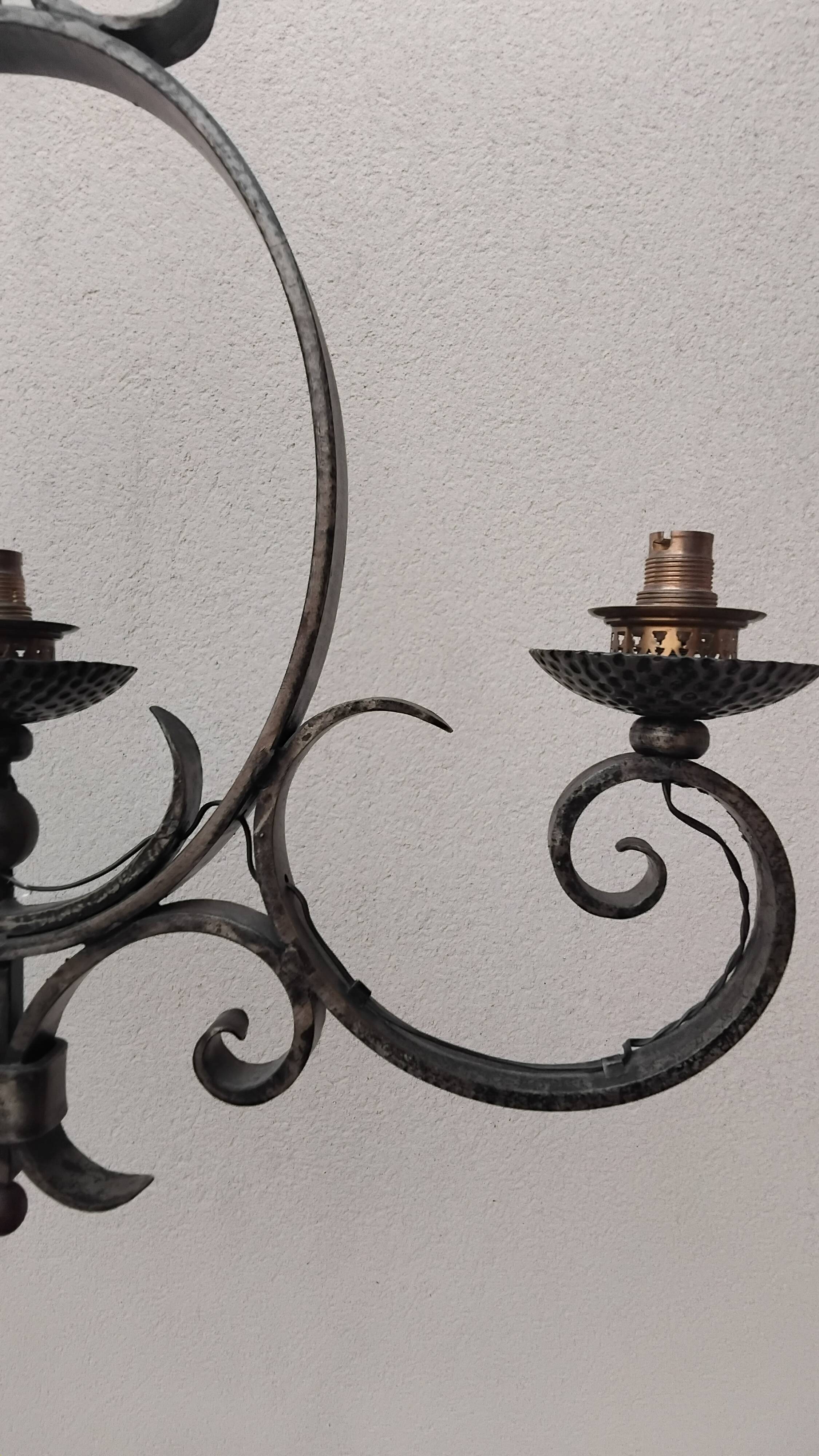 Vintage gothic medieval wrought iron chandelier