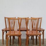 Série de 5 chaises bistrot Baumann signées anciennes