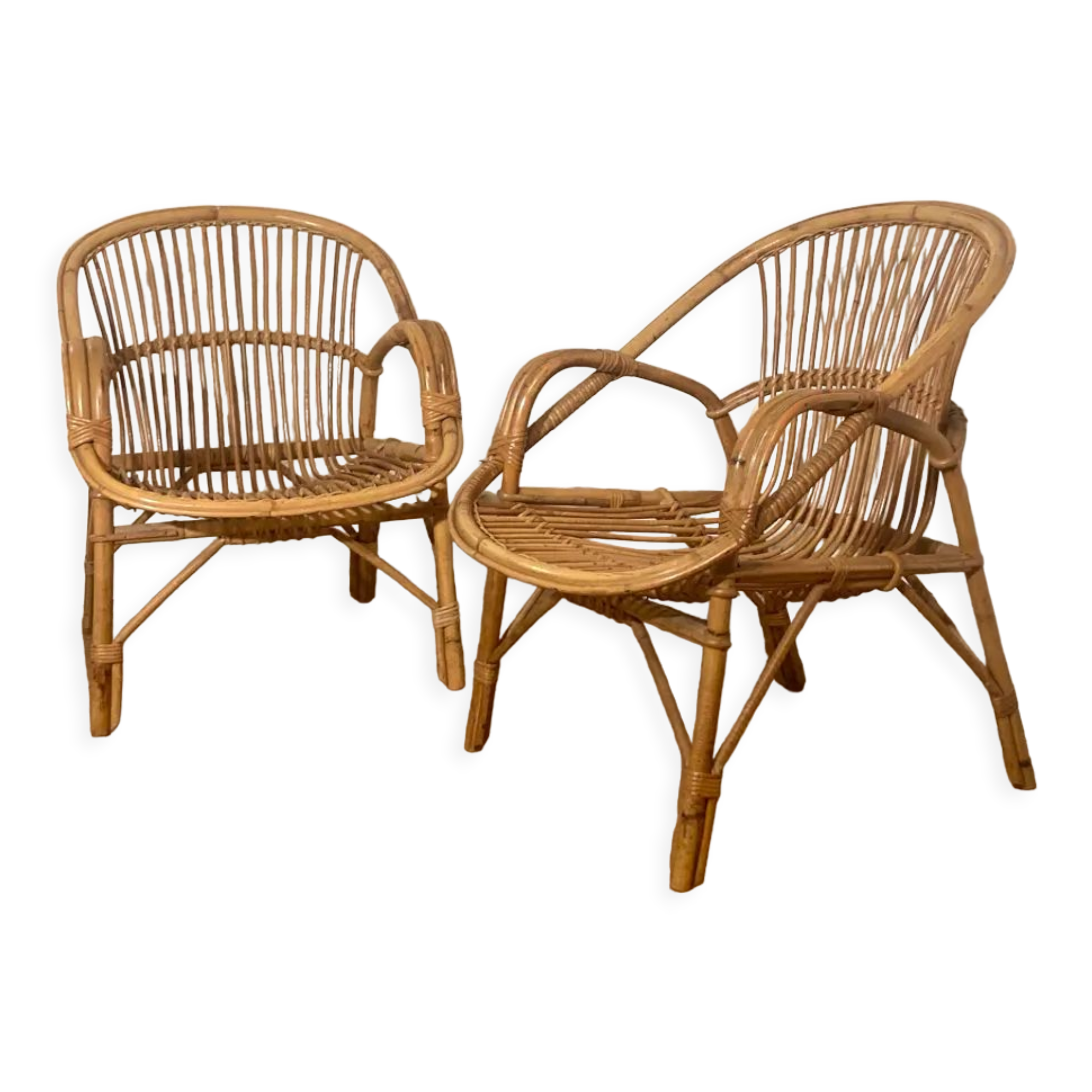 Pair of rattan armchairs