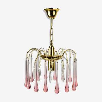 Chandelier pampilles pearl pink.