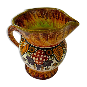 Quimper glazed polychrome earthenware pitcher