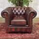90s red leather Chesterfield armchair