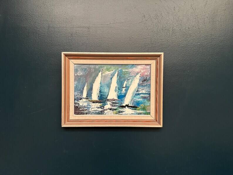 Original Swedish Oil on Panel – “Sailboats” by Bertil Thorell,  Signed