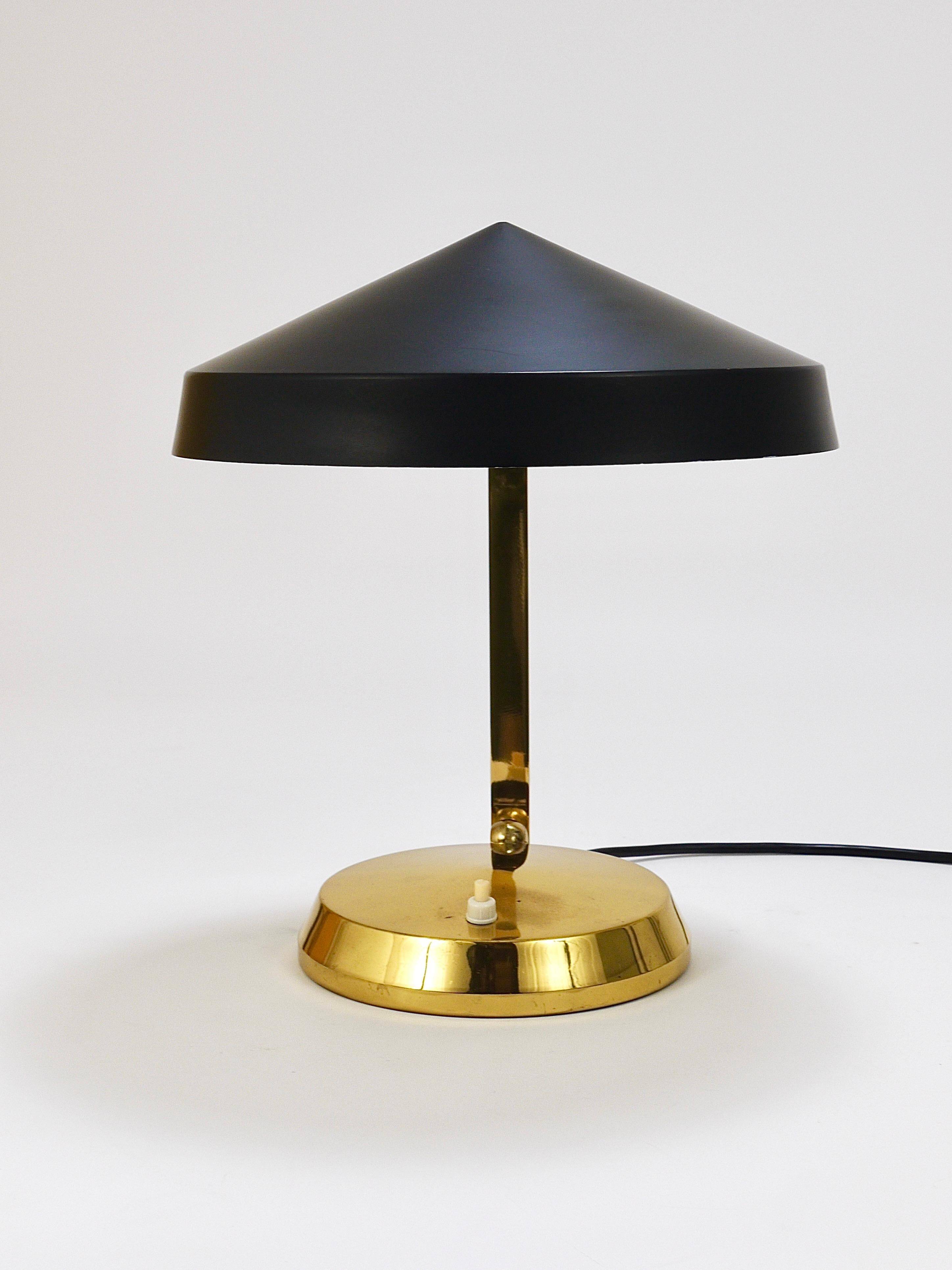 Mid-century table or desk lamp in black brass, Austria, 1960s.