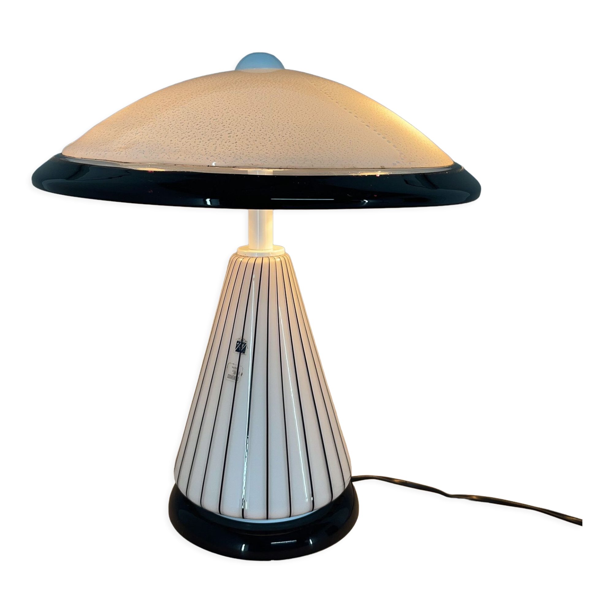 1980's Italian Mushroom Vetri Murano Glass Table Lamp by ZONCA, Labeled