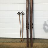 Former pair of Ramy wooden skis - vintage mountain chalet deco sticks