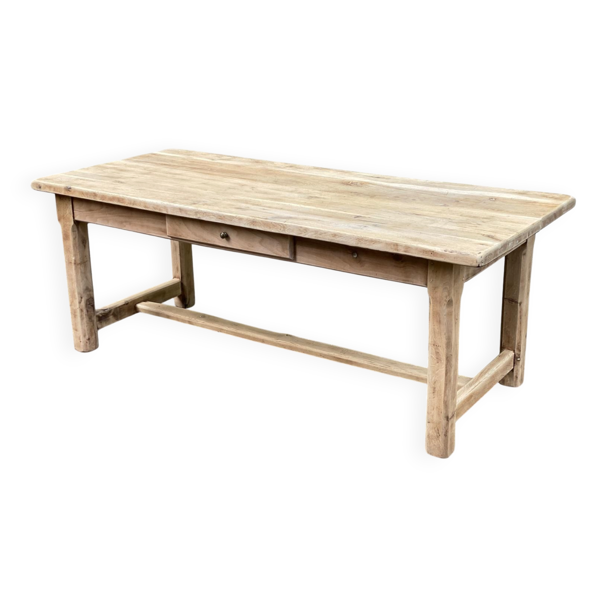 Large extendable farmhouse dining table stripped in solid oak 200-300cm