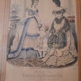 Ensemble de 2 cadres dorés gravure ancienne "Petit courrier des Dames" "journal des Demoiselles"