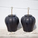 Pair of midnight blue ceramic lamps