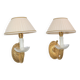 Pair of Twisted Gilt Bronze Wall Lamp & Pleated Lampshade