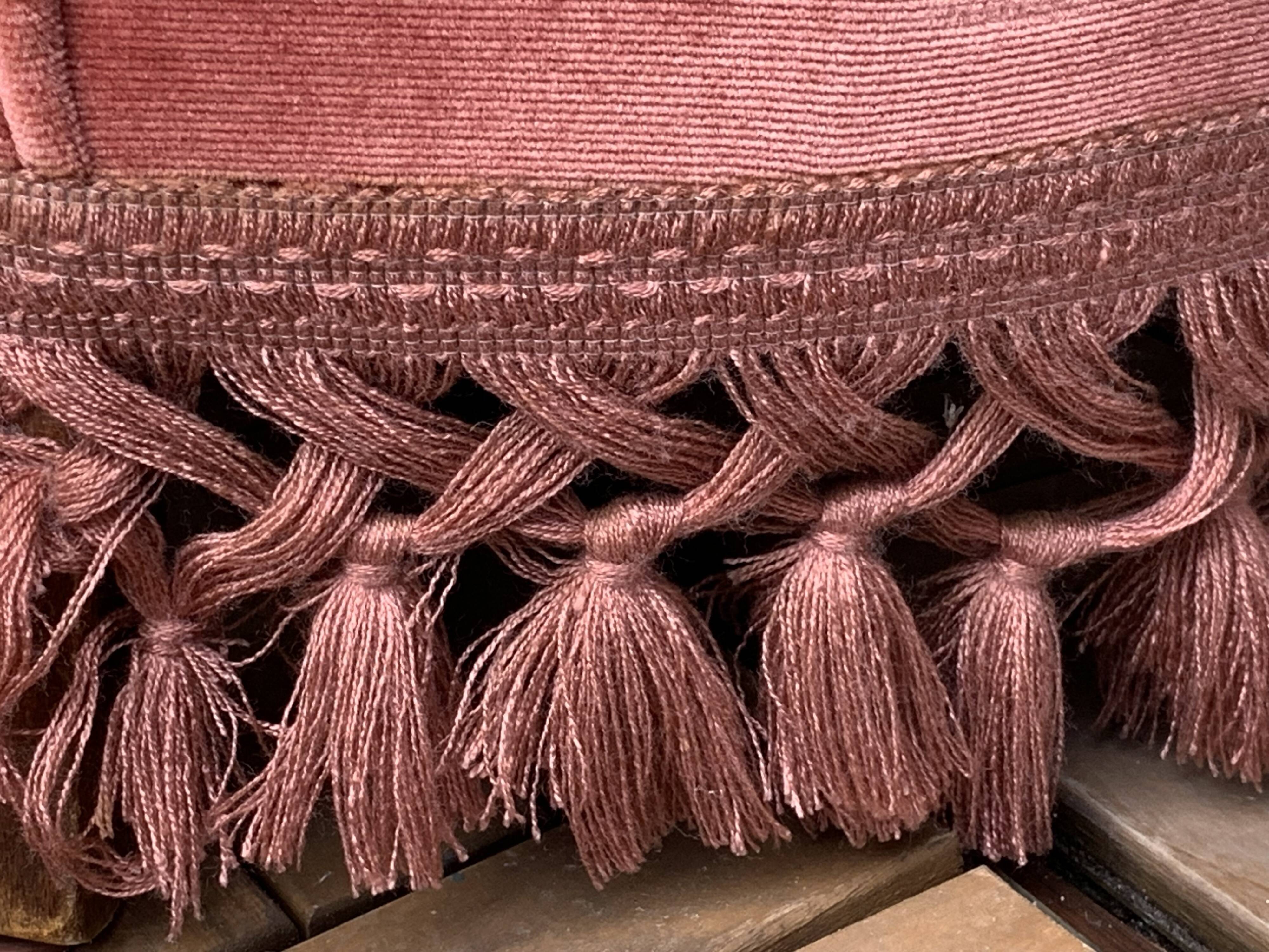 Pink velvet padded toad armchair 1970