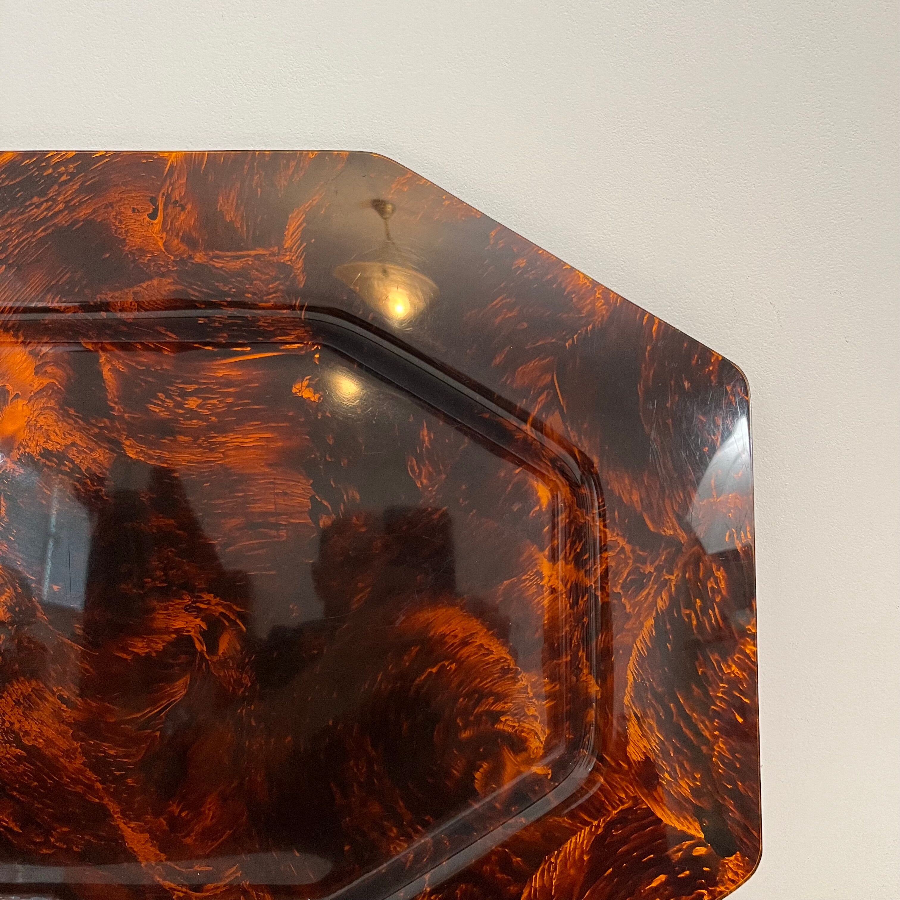 Vintage tortoiseshell hexagonal tortoiseshell serving tray