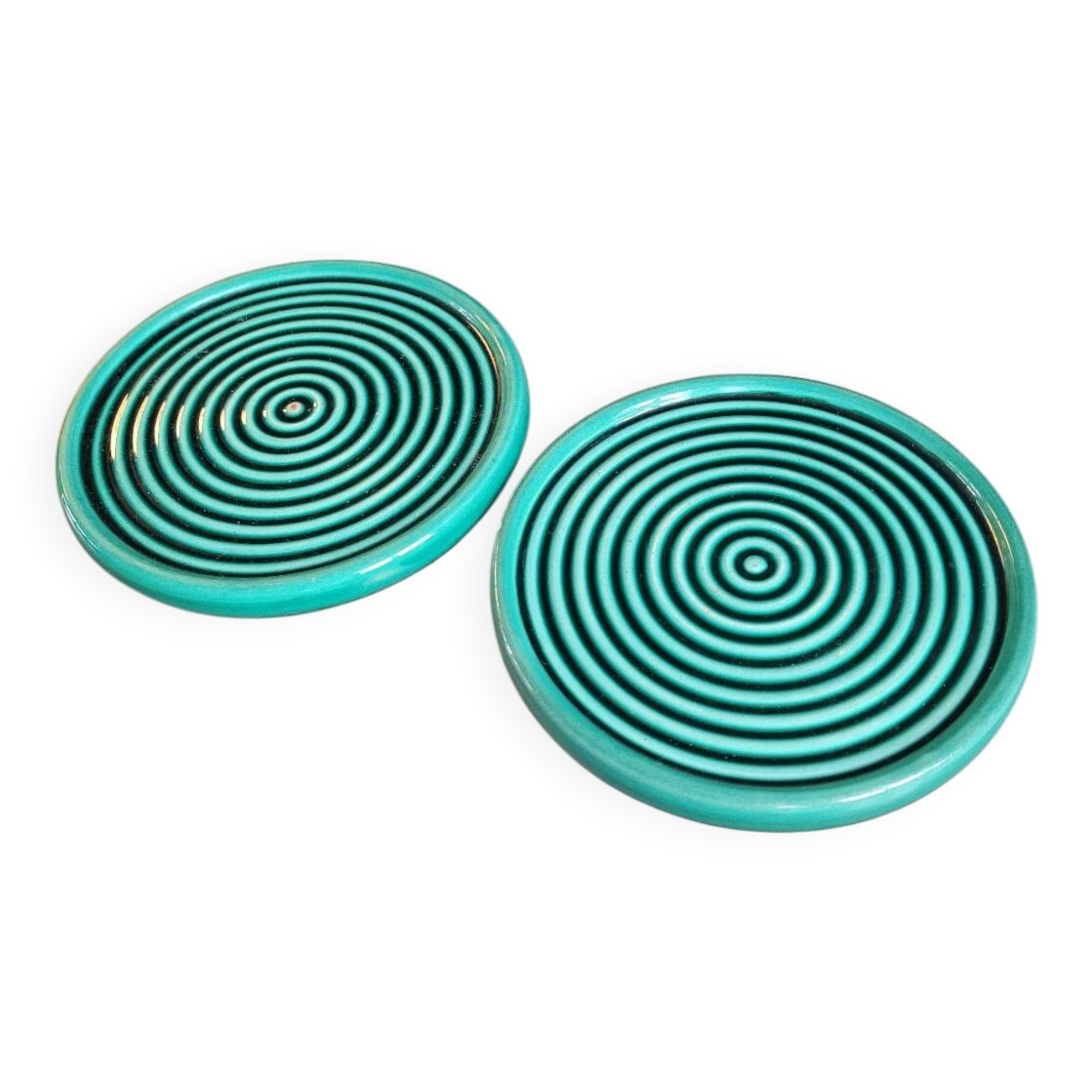 Paire de dessous de bouteille en porcelaine verte