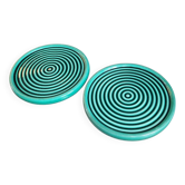 Paire de dessous de bouteille en porcelaine verte