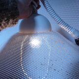 White perforated sheet metal chandelier