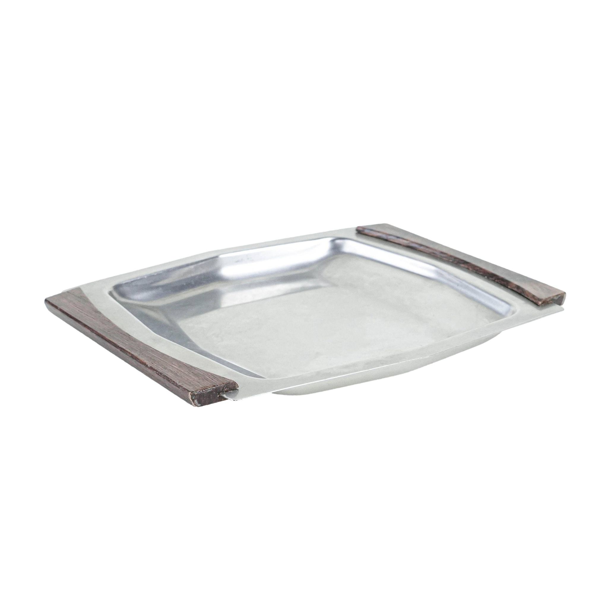 Square stainless steel tray, Danish design, 1970s, made in Denmark