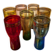 lot of 7 large tinted glasses for lemonade with double gold rim, 1950, 16x8 in good condition