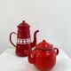Red enamelled teapot 1 liter from the 70s