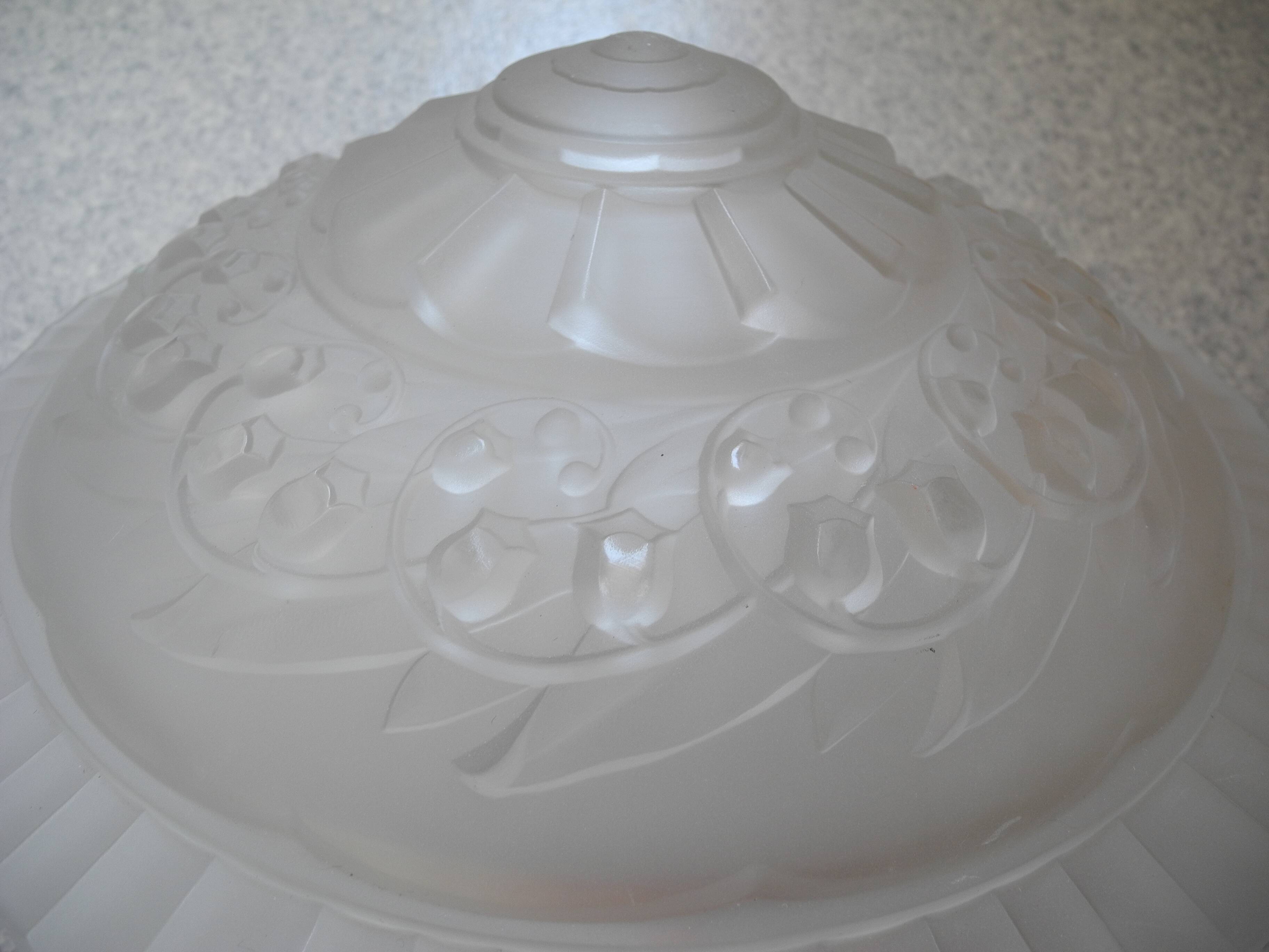 antique Art Deco Maynadier French glass chandelier basin